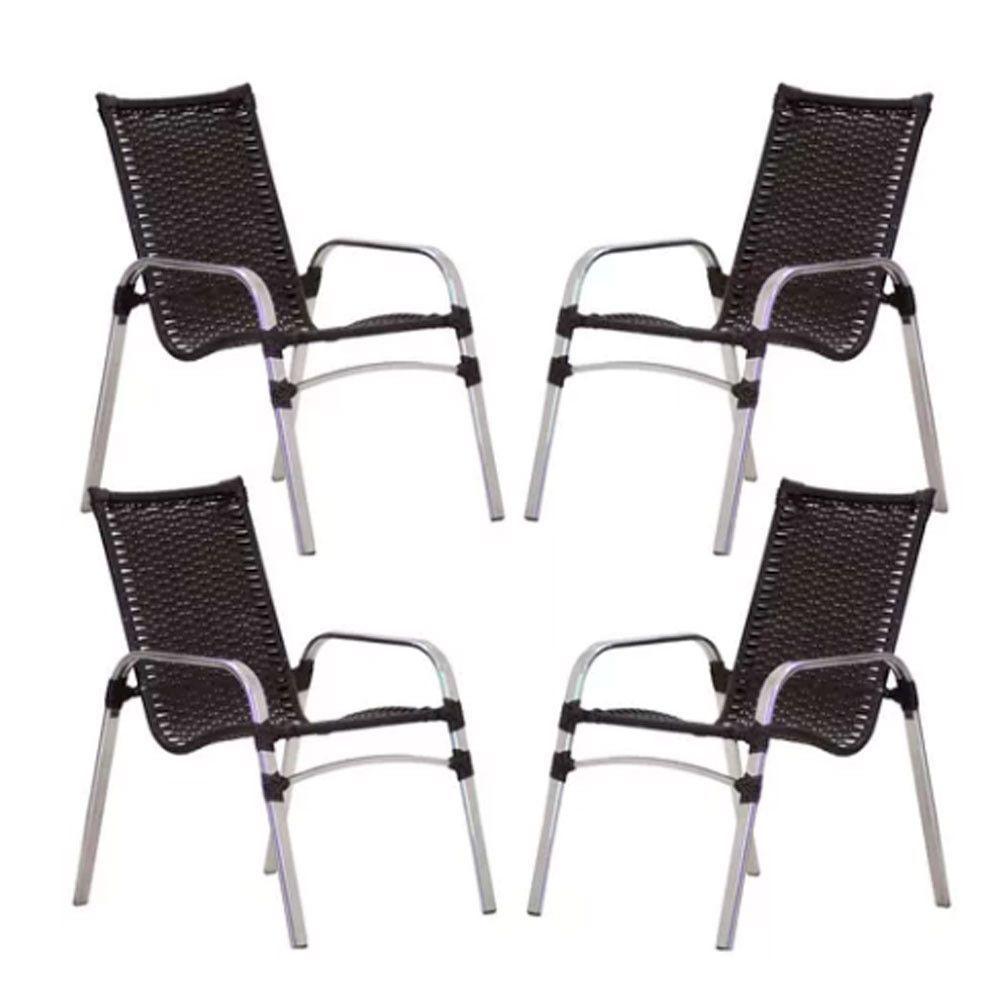 Kit 4 Cadeiras Emily Em Alumínio E Fibra  Preto - 1