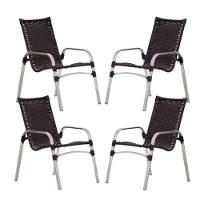 Kit 4 Cadeiras Emily Em Alumínio E Fibra  Preto - 1