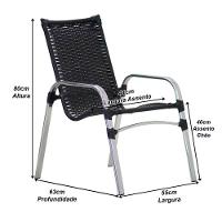 Kit 4 Cadeiras Emily Em Alumínio E Fibra  Preto - 2