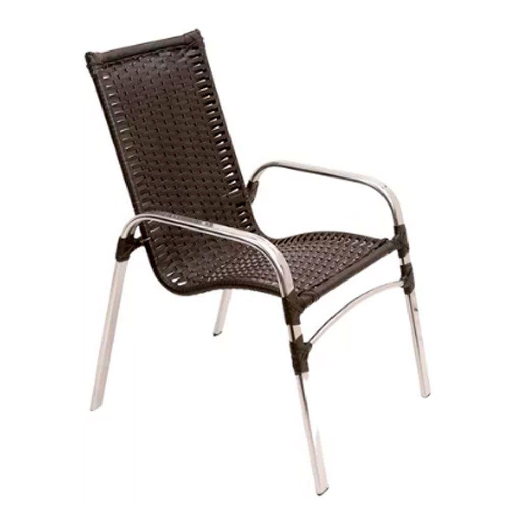 Jogo 4 Cadeiras Emily E Mesa Garden Em Alumínio Trama Preto - 2