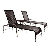 Kit 2 Cadeiras Espreguiçadeiras Catar E Mesa Garden Trama Preto - 1