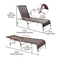 Kit 2 Cadeiras Espreguiçadeiras Catar E Mesa Garden Trama Preto