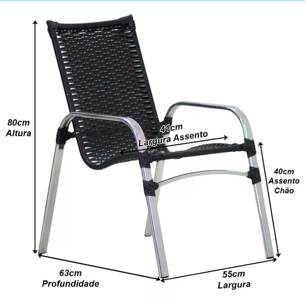 Kit 4 Cadeiras Emily Em Alumínio E Fibra  Preto - 3