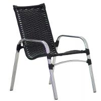 Kit 4 Cadeiras Emily Em Alumínio E Fibra  Preto