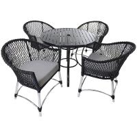 Conjunto De Poltronas E Mesa Chile Em Corda Náutica Alumínio Preto - 1