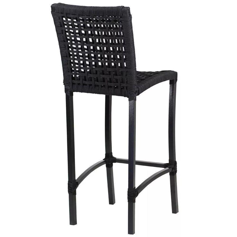 Banqueta Cannes Em Alumínio E Corda Náutica Preto - 4