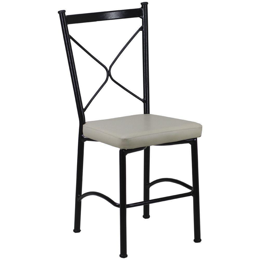 4 Cadeira Buffet Em Alumínio Para Cozinha, Restaurante, Preto Com Bege - 2