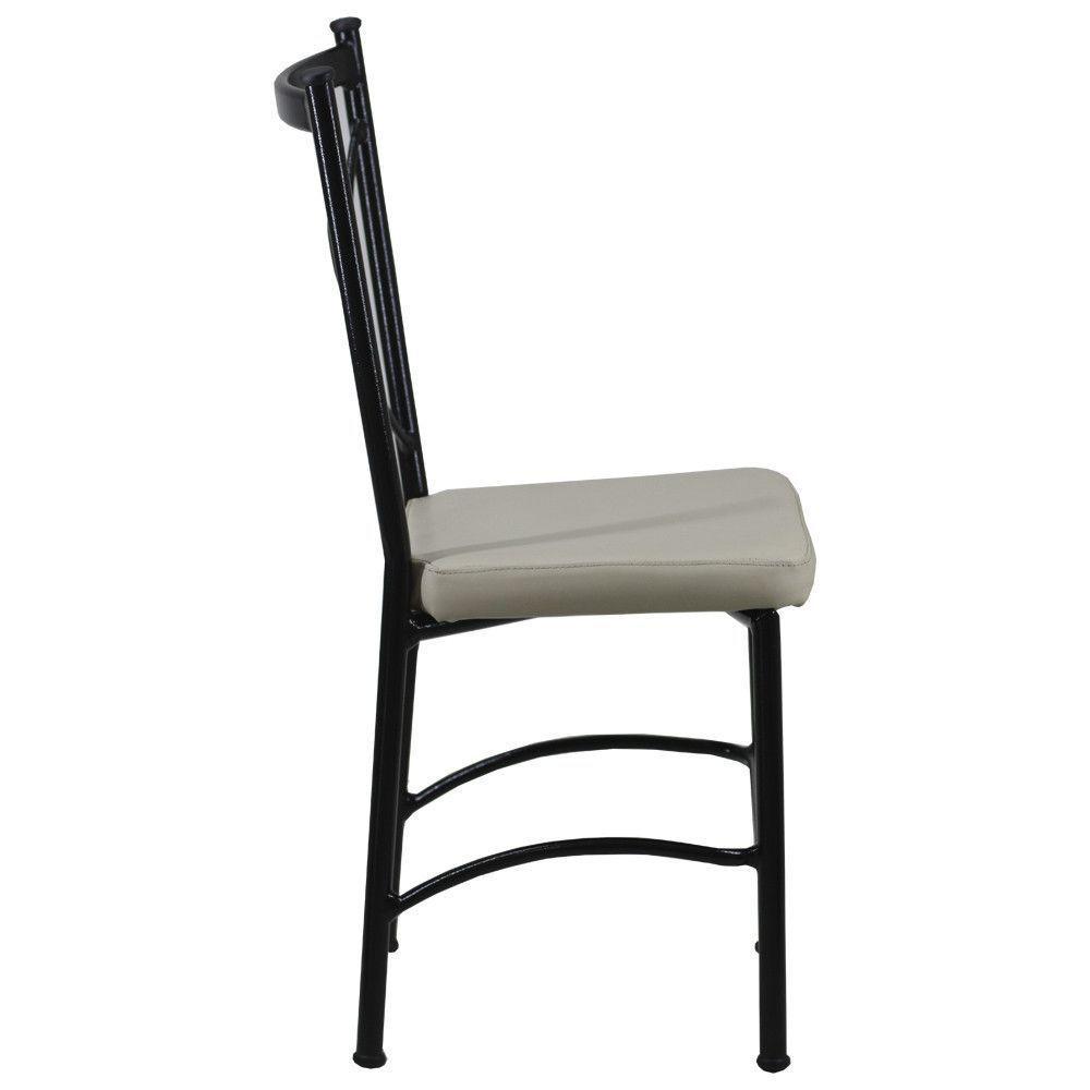 4 Cadeira Buffet Em Alumínio Para Cozinha, Restaurante, Preto Com Bege - 4