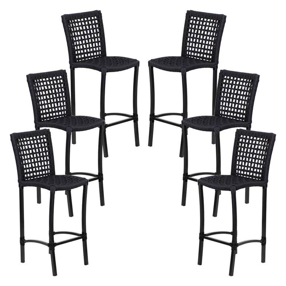 6 Banqueta Cannes Em Alumínio E Corda Náutica Preto - 1