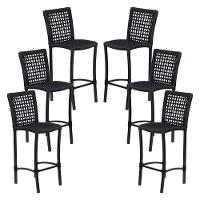 6 Banqueta Cannes Em Alumínio E Corda Náutica Preto - 1