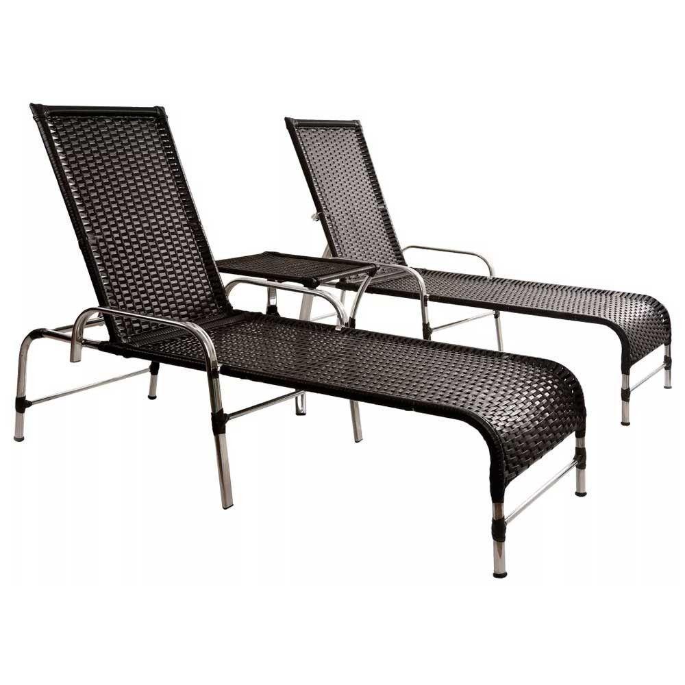 Kit 2 Espreguiçadeiras Catar E Mesa Garden  Preto - 1