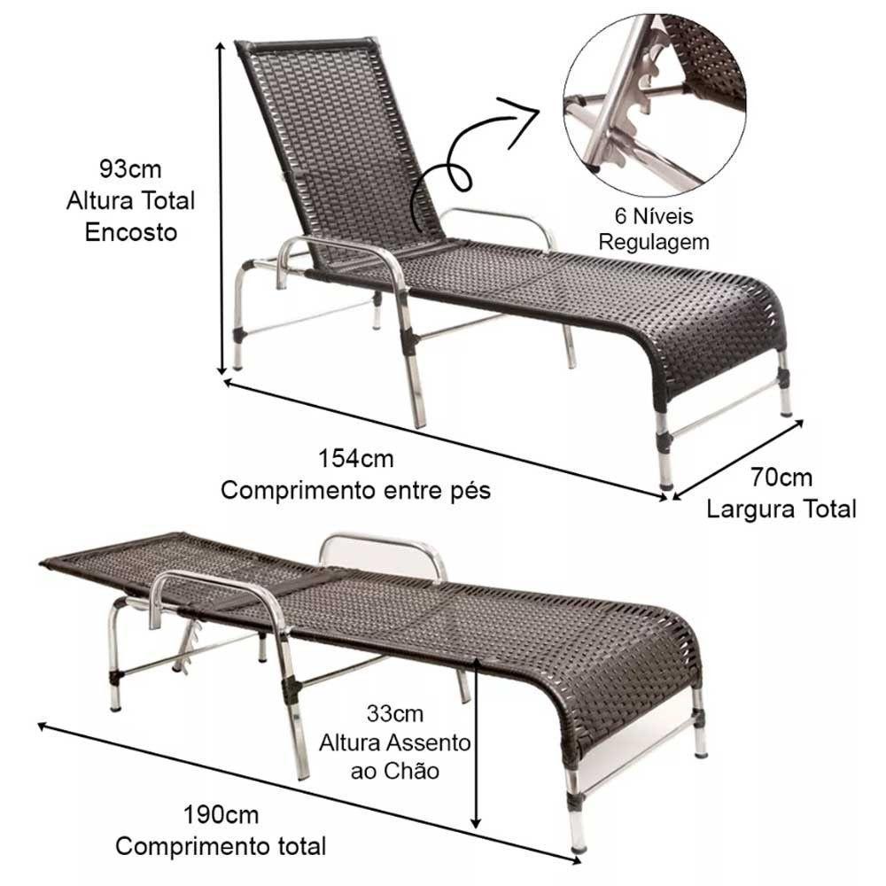 Kit 2 Espreguiçadeiras Catar E Mesa Garden  Preto - 2