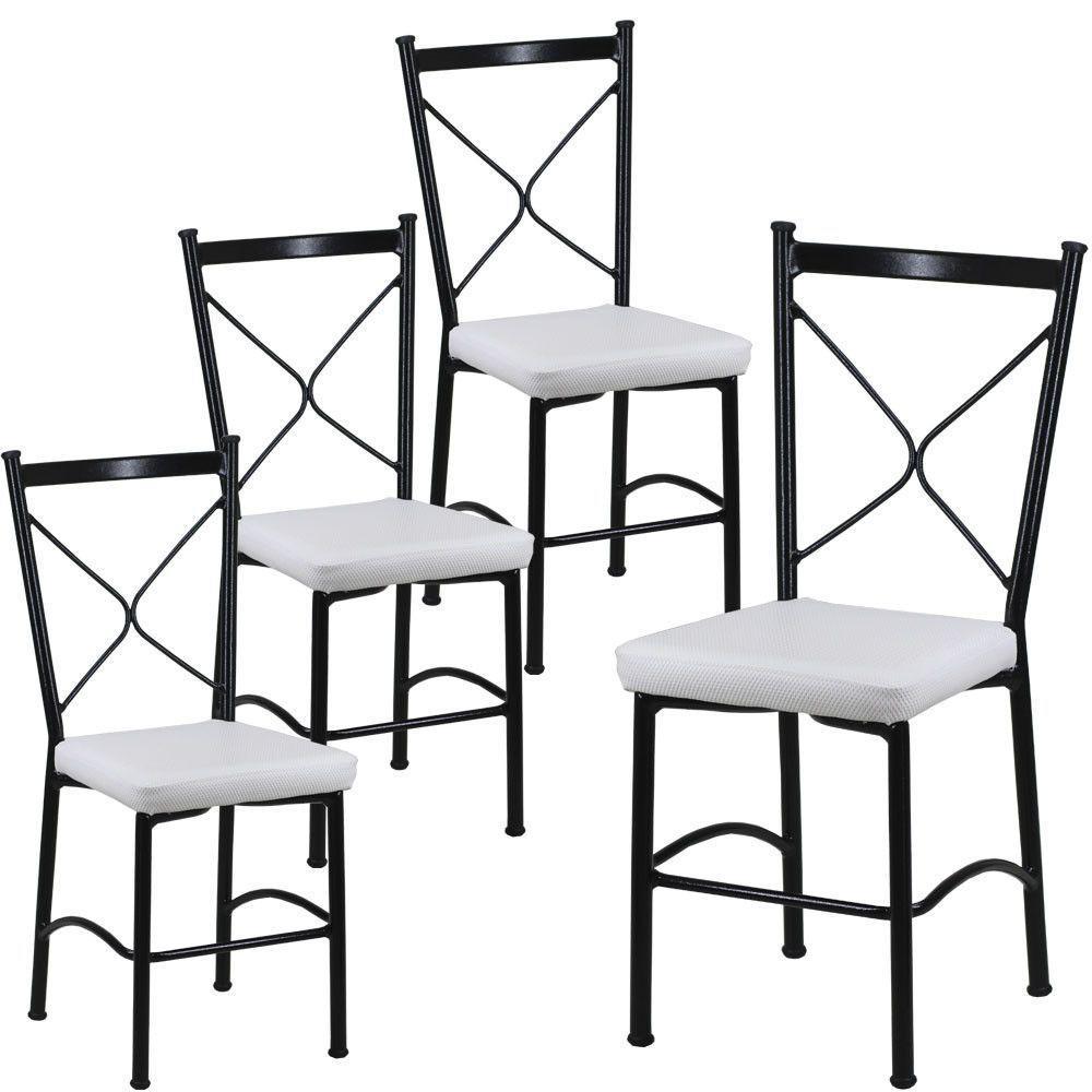 4 Cadeira Buffet Em Alumínio Para Cozinha, Restaurante, Preto Com Branco - 1