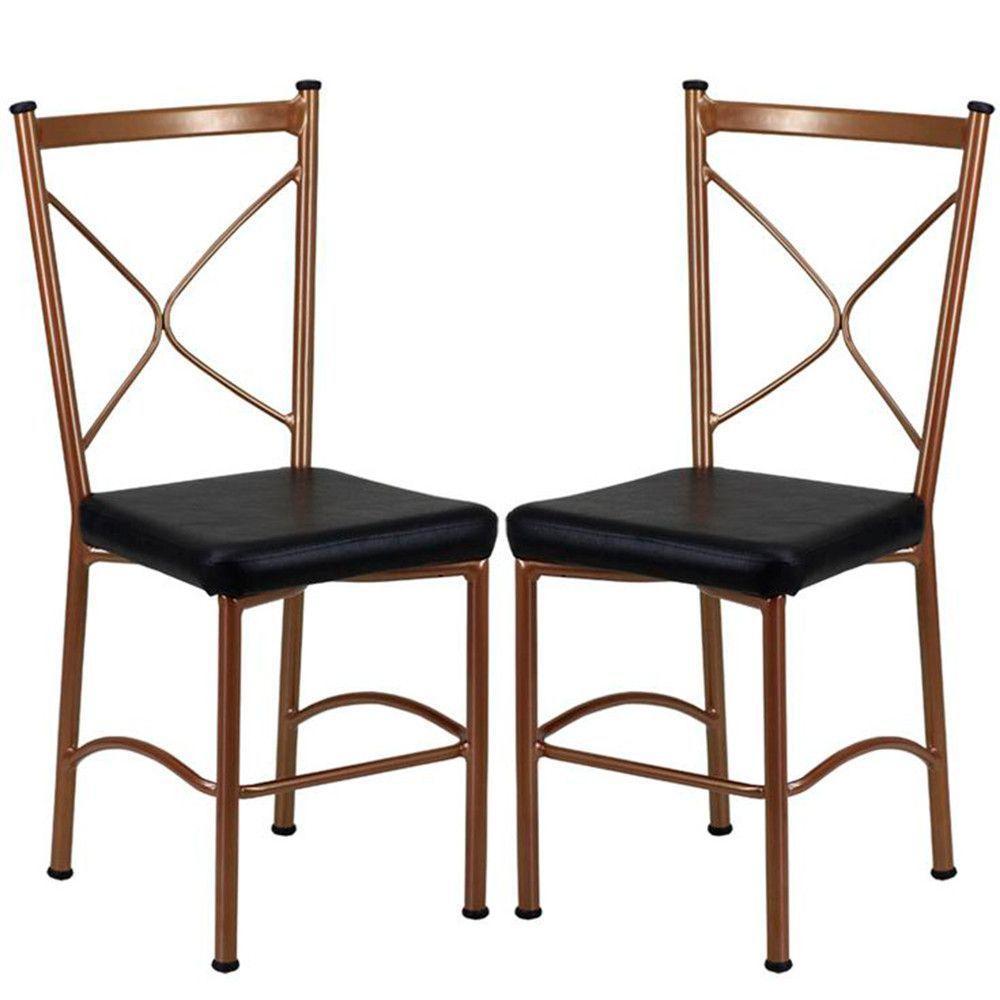 2 Cadeira Buffet Em Alumínio Para Cozinha, Restaurante, Bronze Com Preto - 1