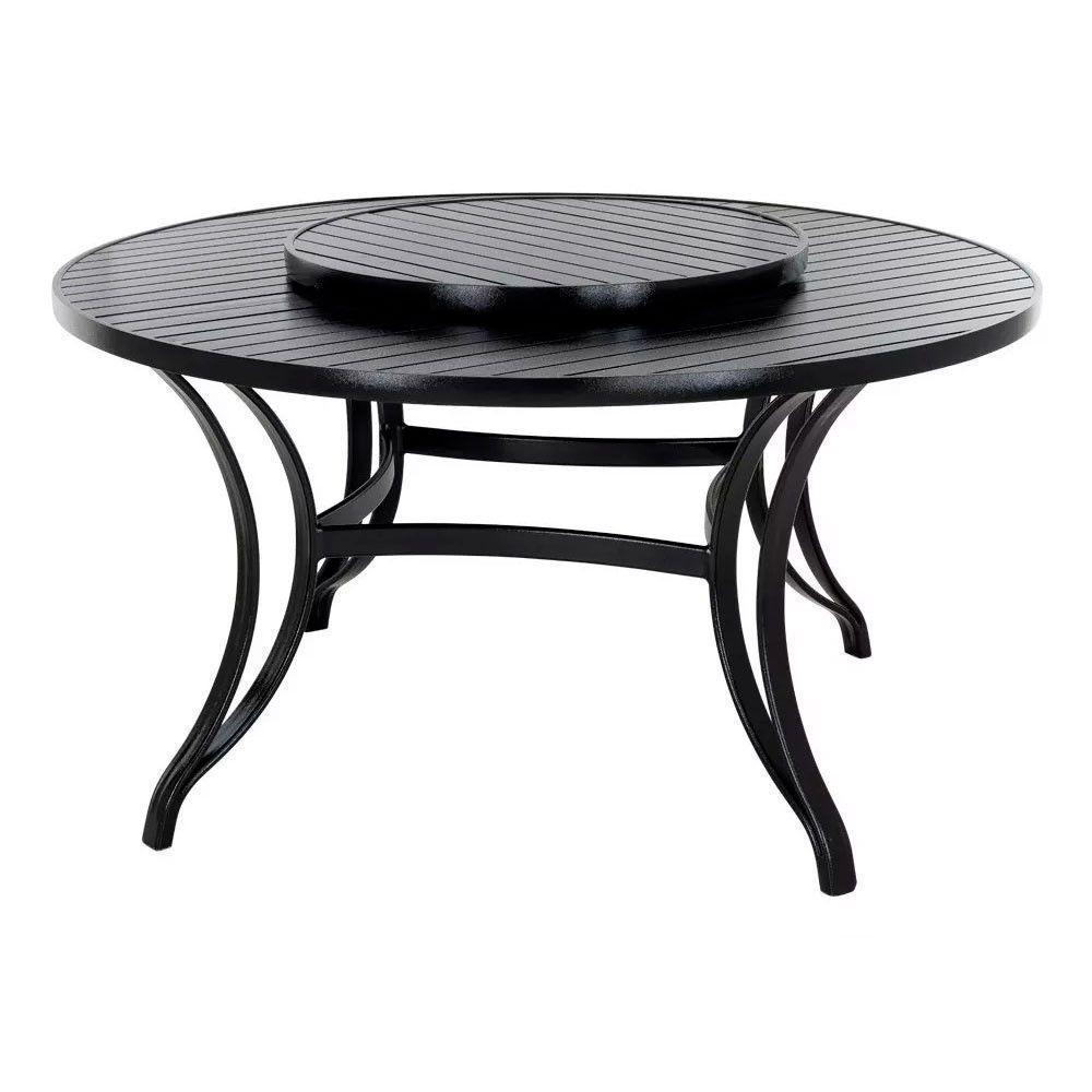 Jogo Mesa Giratória 1,50m Com 6 Cadeiras Em Alumínio Trama Preto - 4