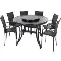 Jogo Mesa Giratória 1,50m Com 6 Cadeiras Em Alumínio Trama Preto - 1