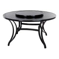 Jogo Mesa Giratória 1,50m Com 6 Cadeiras Em Alumínio Trama Preto