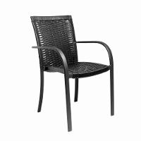 Jogo Mesa Giratória 1,50m Com 6 Cadeiras Em Alumínio Trama Preto - 6