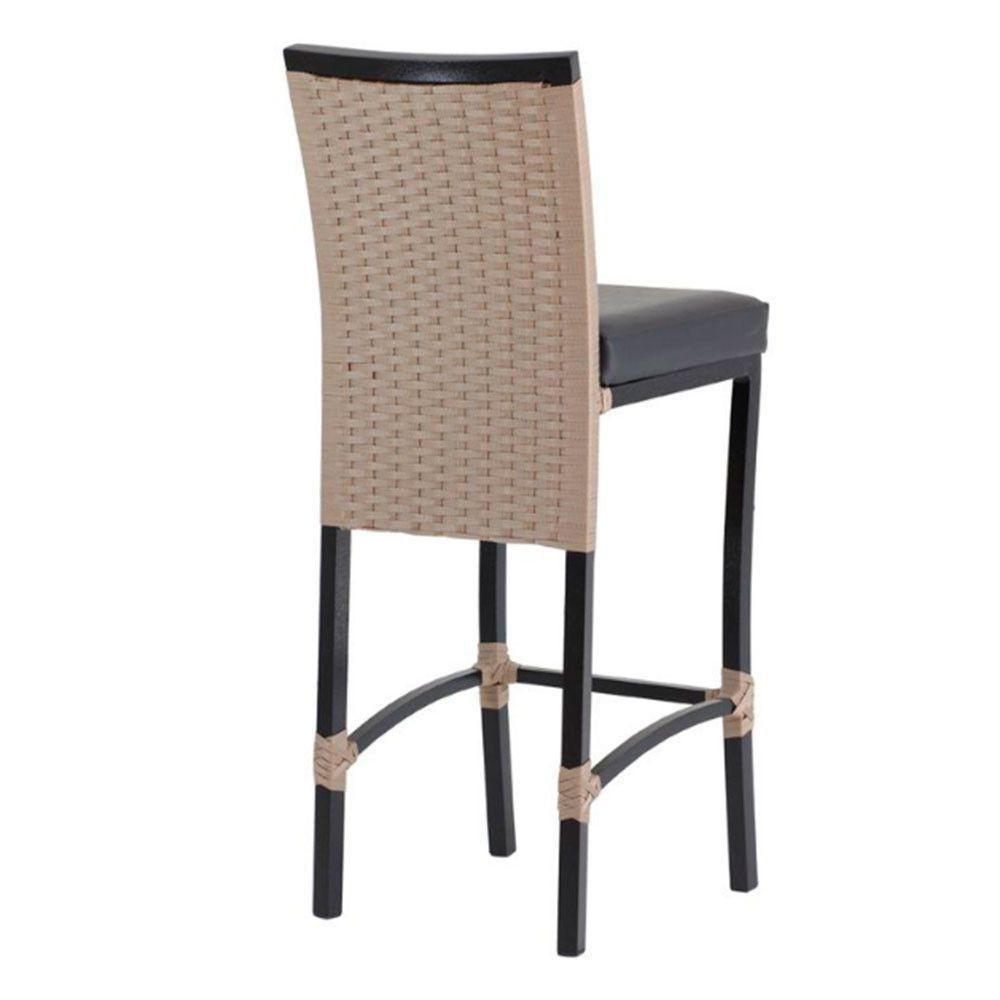 4 Banqueta Cannes Em Alumínio Corda Náutica  Preto - 4