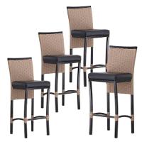 4 Banqueta Cannes Em Alumínio Corda Náutica  Preto - 1