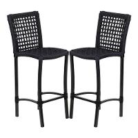 2 Banquetas Cannes Em Alumínio E Corda Náutica Preto - 1