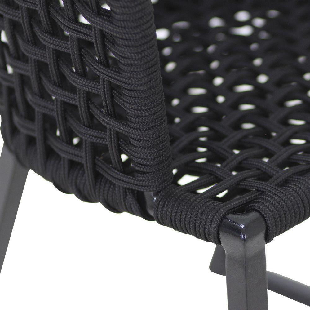 4 Cadeiras Corda Náutica Bali Mesa Tampo Ripado Jardim Preto - 2