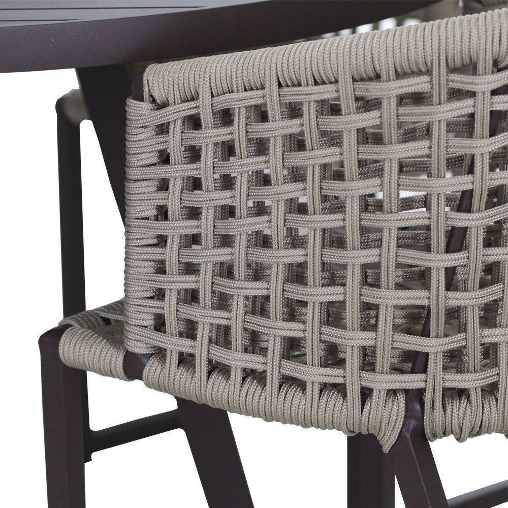 4 Cadeiras Corda Náutica Bali Mesa Tampo Ripado Jardim Preto - 3