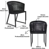 4 Cadeiras Corda Náutica Bali Mesa Tampo Ripado Jardim Preto