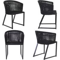 4 Cadeiras Corda Náutica Bali Mesa Tampo Ripado Jardim Preto - 5