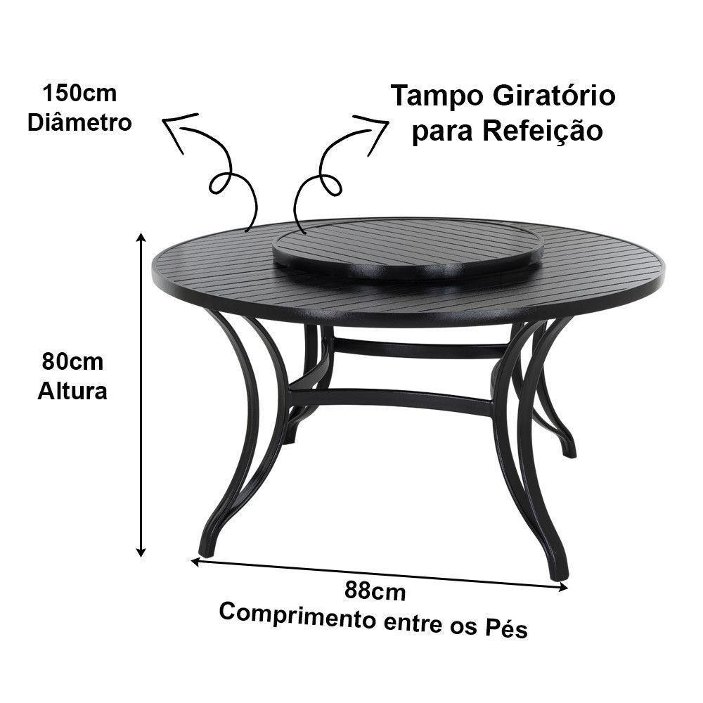 Mesa Tampo Giratório 1,50m Alumínio Edícula Preto - 3