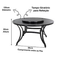 Mesa Tampo Giratório 1,50m Alumínio Edícula Preto - 3