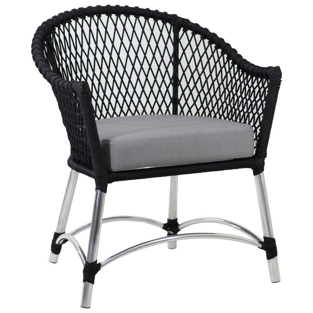 Poltronas Chile Em Corda Náutica Alumínio  Preto - 1