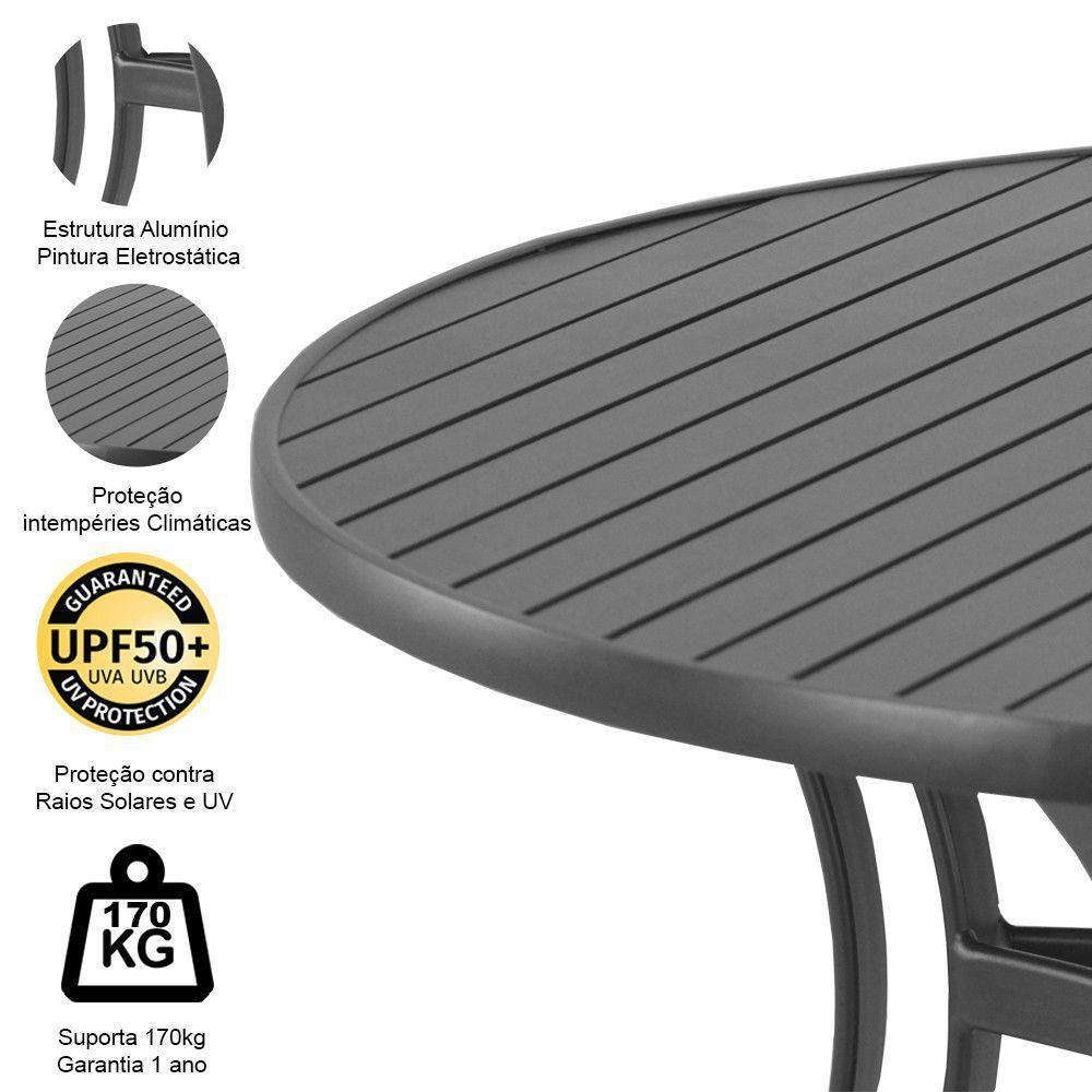 Mesa Em Alumínio Com Tampo Ripado De 150 Cm  Preto - 2