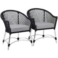 2 Poltronas Chile Em Corda Náutica Alumínio  Preto - 1