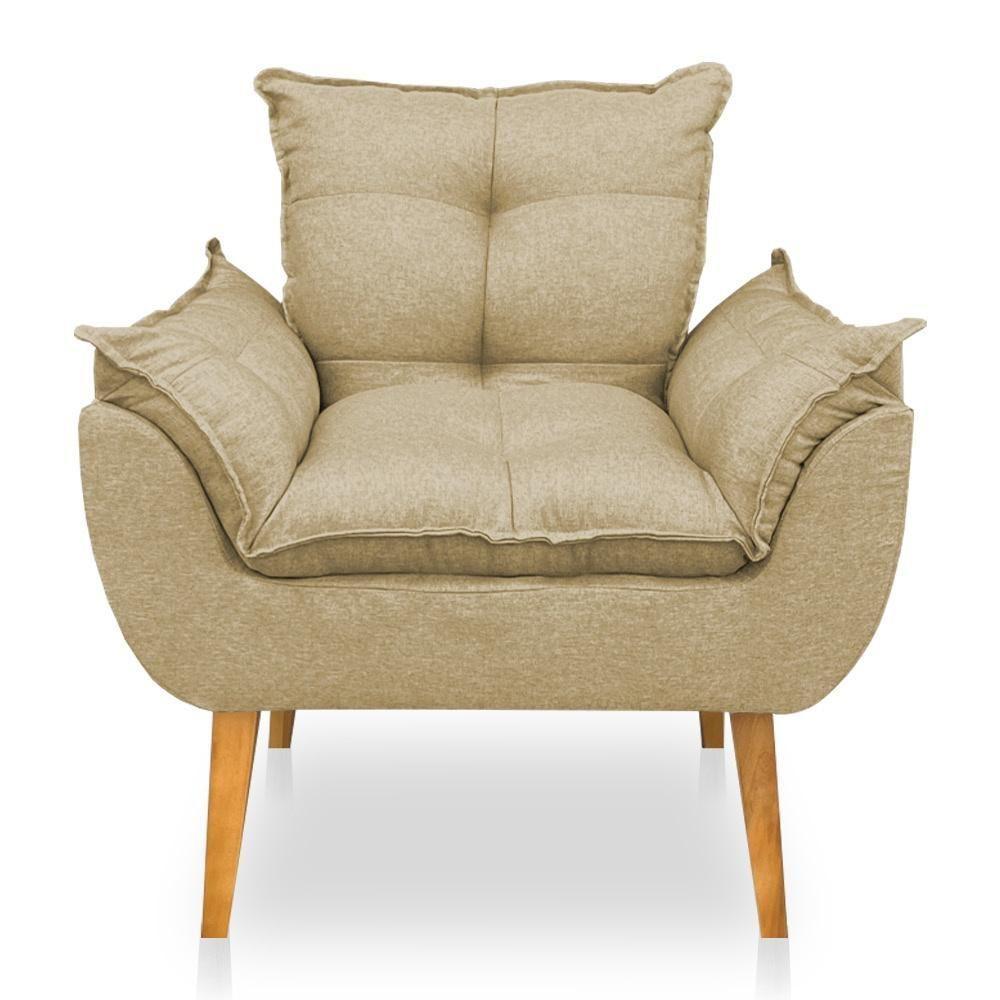 Kit 2 Poltronas Opala Decorativa Luxo Linho Dourado Dal Poz Estofados - 3