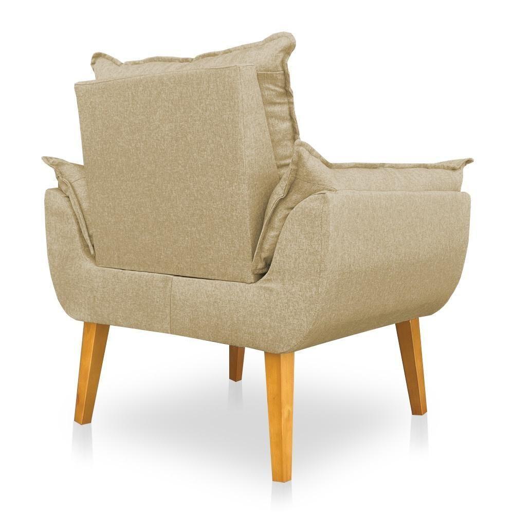 Kit 2 Poltronas Opala Decorativa Luxo Linho Dourado Dal Poz Estofados - 4