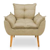 Kit 2 Poltronas Opala Decorativa Luxo Linho Dourado Dal Poz Estofados - 3