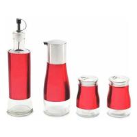 Galheteiro De Vidro E Saleiros Com Aço Inox 4 Peças - 2