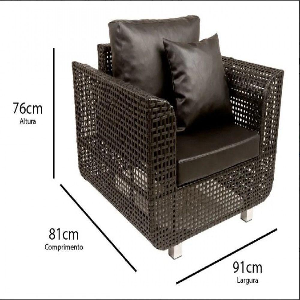 Jogo De Sofá E Poltronas Malibu Com Mesa Em Alumínio Preto - 3