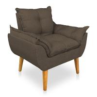 Poltrona Opala Decorativa Luxo Linho Marrom Dal Poz Estofados - 1
