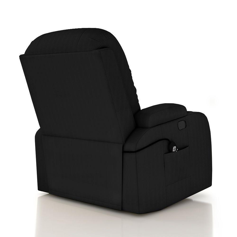 Poltrona Do Papai Reclinável Massagem E Aquecimento Balanço 2 Porta Copos Mark Pu Preto G31 - 3