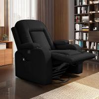 Poltrona Do Papai Reclinável Massagem E Aquecimento Balanço 2 Porta Copos Mark Pu Preto G31 - 1