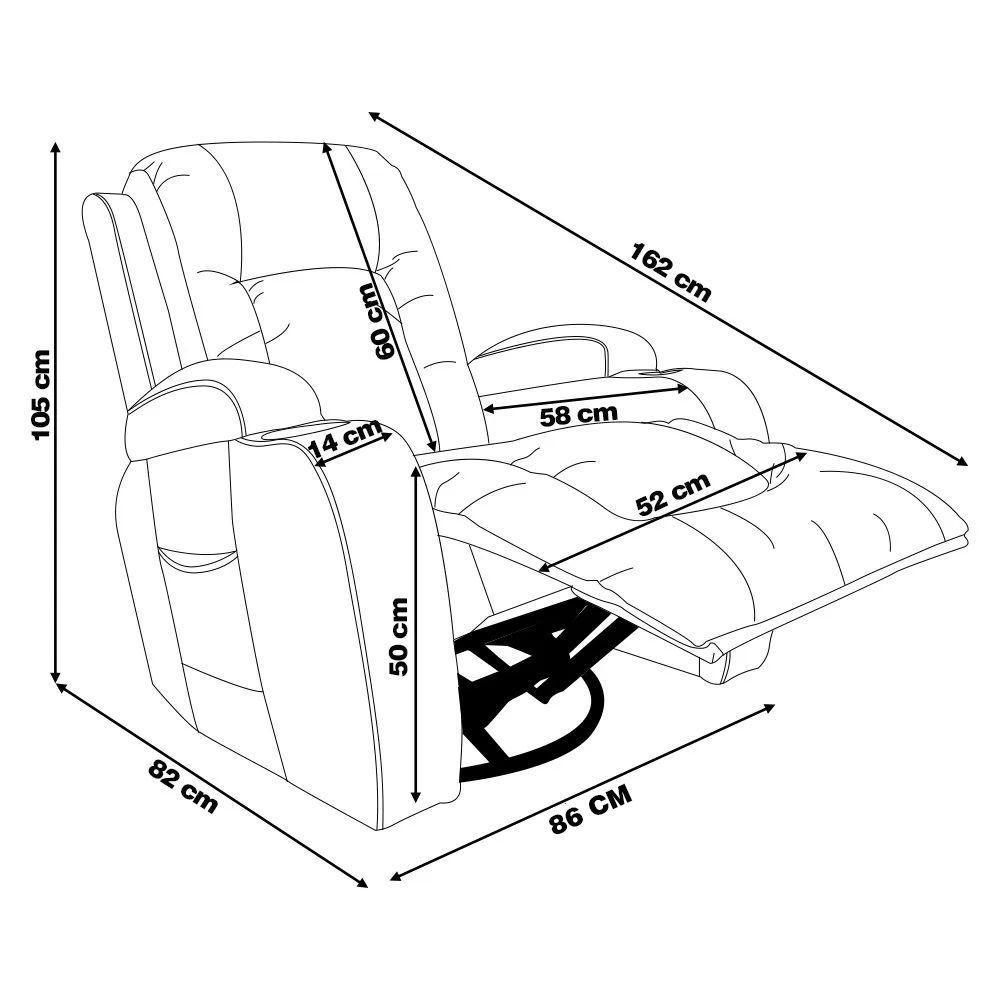 Poltrona Do Papai Reclinável Massagem E Aquecimento Balanço 2 Porta Copos Mark Pu Bege G31 - 8