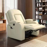 Poltrona Do Papai Reclinável Massagem E Aquecimento Balanço 2 Porta Copos Mark Pu Bege G31 - 1