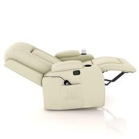 Poltrona Do Papai Reclinável Massagem E Aquecimento Balanço 2 Porta Copos Mark Pu Bege G31 - 6