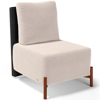 Poltrona Decorativa Hungria L02 Sala de Estar Couríssimo Suede Bege Preto Lyam Decor