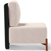 Poltrona Decorativa De Estar Living Pés Madeira Hungria L02 Couríssimo Preto Suede Bege - Lyam - 5