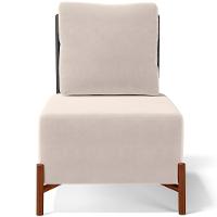 Poltrona Decorativa De Estar Living Pés Madeira Hungria L02 Couríssimo Preto Suede Bege - Lyam - 8