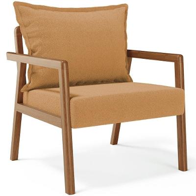 Poltrona Decorativa Alícia B04 Sala de Estar e Living Bouclê Mostarda Lyam Decor
