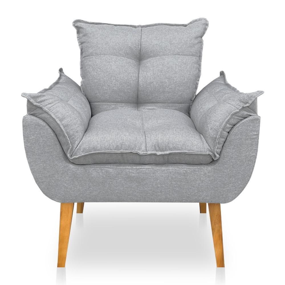 Poltrona Opala Decorativa Luxo Linho Cinza Dal Poz Estofados - 3